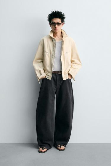 BALLOON FIT JEANS WITH ZIPS - Black by Zara