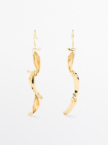 Zara Leaf dangle earrings - Golden