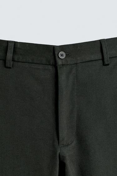 SLIM FIT CHINO TROUSERS - Dark green by Zara