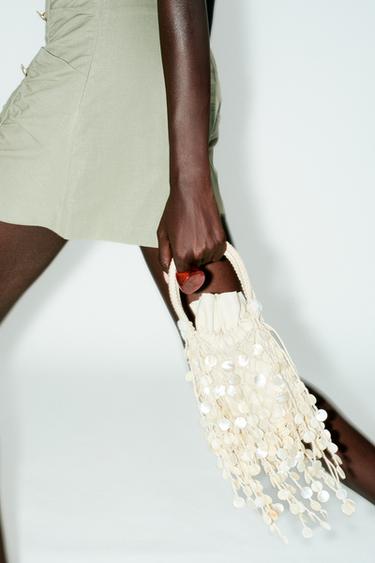 PEARLESCENT APPLIQUÉ HANDBAG - Light beige by Zara - Image 0