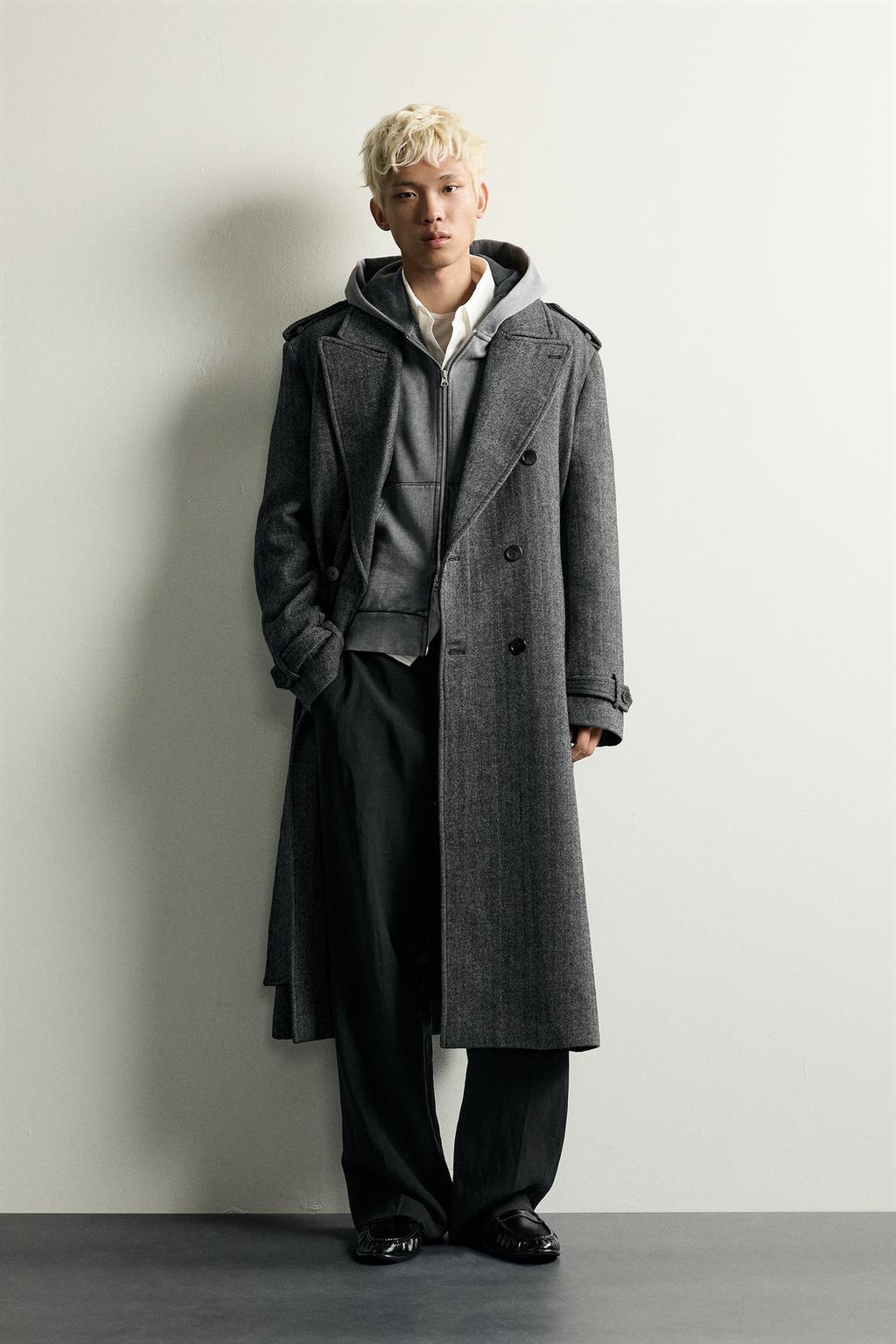 WOOL BLEND DOUBLE-BREASTED BELTED COAT
