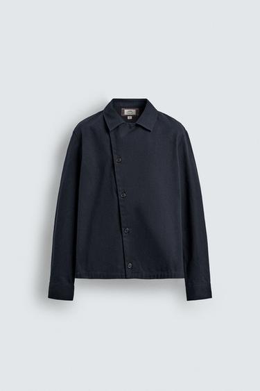 SAMUEL DE SABOIA X ZARA TEXTURED BUTTON OVERSHIRT - Navy blue by Zara