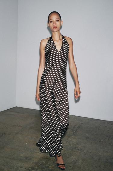 ZW COLLECTION HALTER POLKA DOT DRESS - Brown by Zara - Image 2