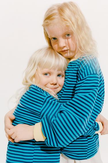 ZARA TIMELESS - СМУГАСТА ФУТБОЛКА З КОНТРАСТАМИ - Синій/індиго Zara