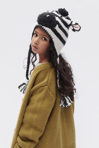 LIMITED EDITION ZEBRA WOOL BEANIE - striped by Zara - Image 2
