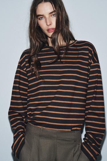 STRIPED LONG SLEEVE T-SHIRT - striped by Zara
