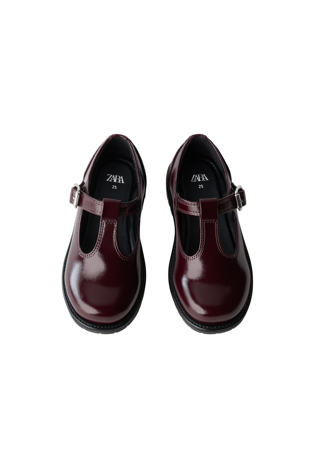 T-STRAP SHOES — Burgundy Red