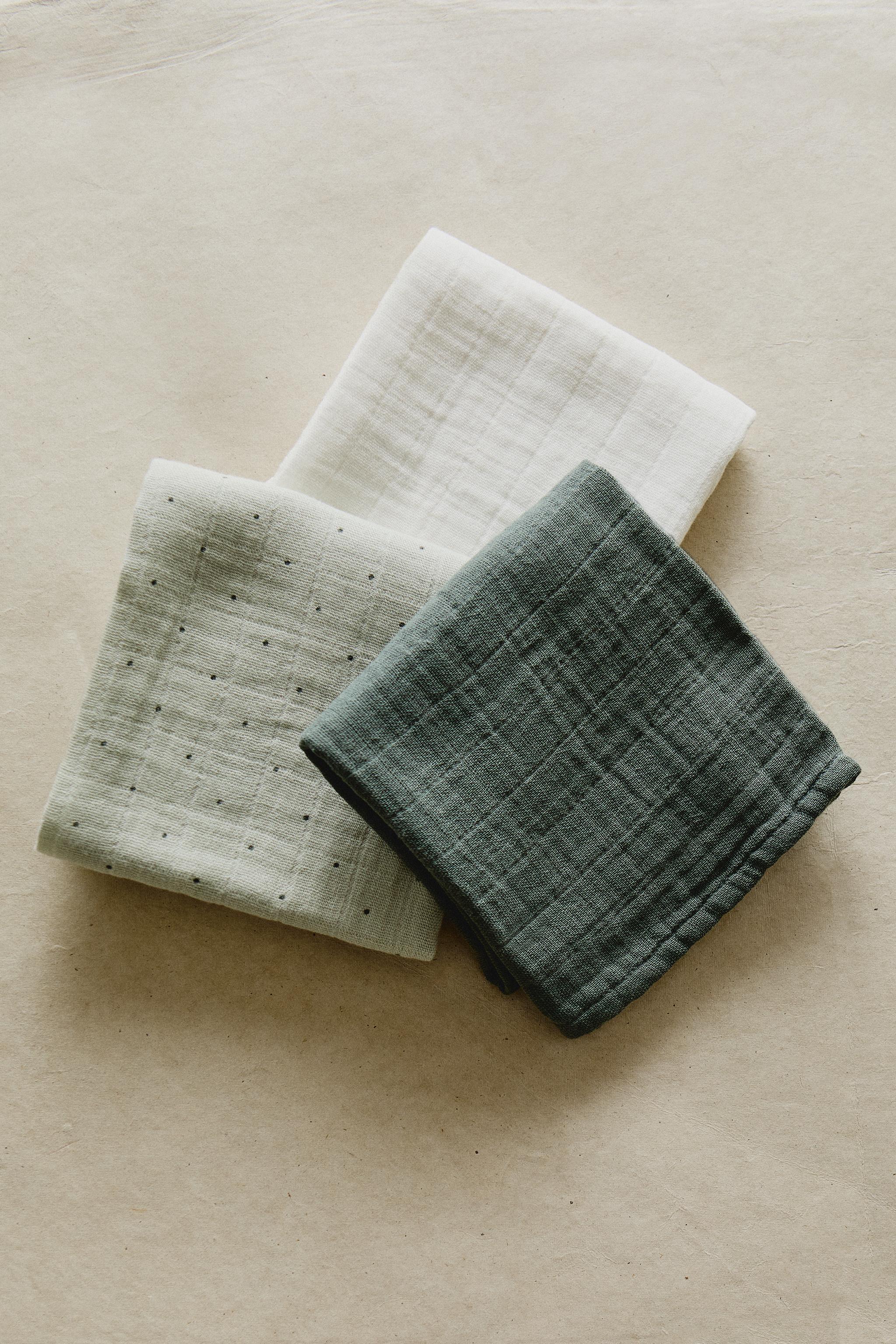 Zara SET OF MULTICOLORED BABY MUSLIN CLOTHS (SET OF 3) — фото 6