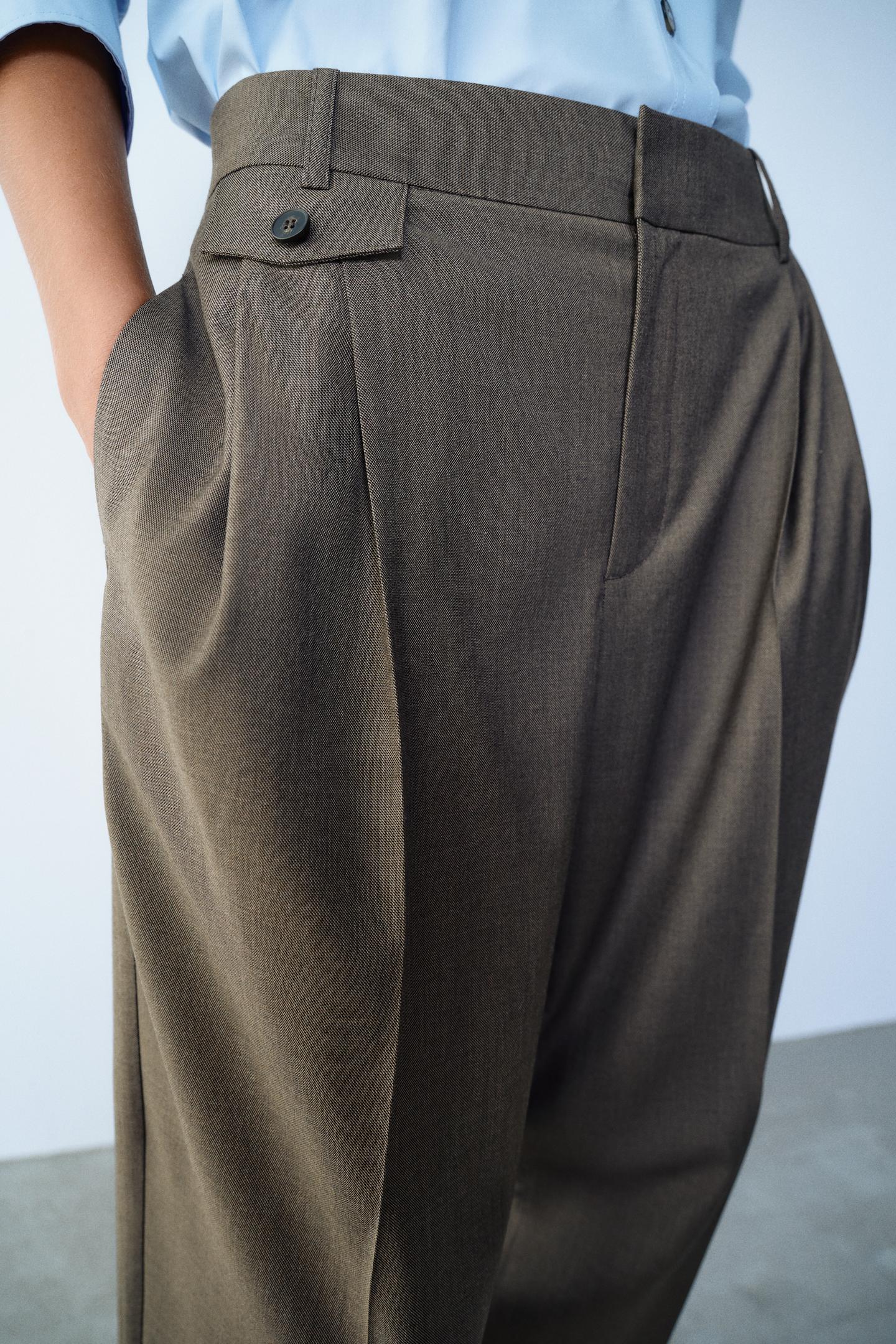 Женские брюки Zara Pleated Carrot, цвет: Коричневый — фото 5