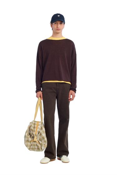 CROPPED FIT LINEN - WOOL SWEATER - Brown by Zara - Image 0