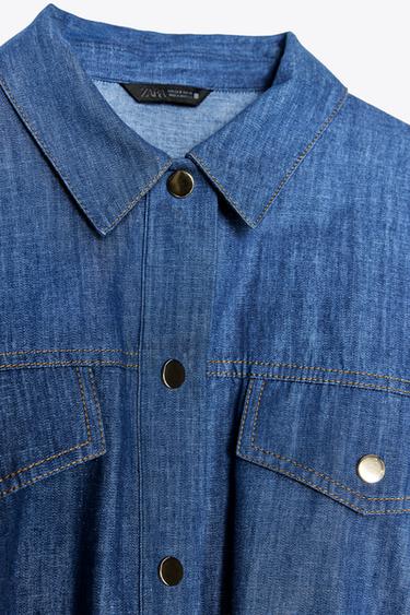 VESTE EN LIN À MANCHES COURTES - Indigo de Zara - Image 7
