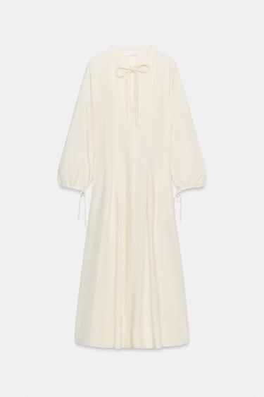 Zara ZW COLLECTION FITTED WAIST DRESS - Butter
