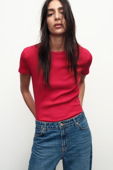 CAMISETA RIB MANGA CORTA - Fresa de Zara - Imagen 0