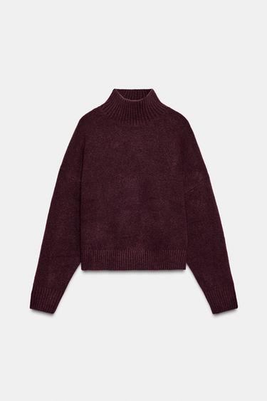 PULL EN MAILLE DOUCE À COL MONTANT - Bordeaux de Zara