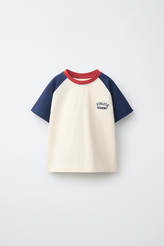 EMBROIDERED RAGLAN SLEEVE T-SHIRT - Navy blue by Zara - Image 0