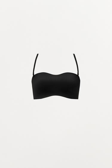 BRASIERE BANDEAU TIRANTES CON POLIAMIDA - Negro de Zara