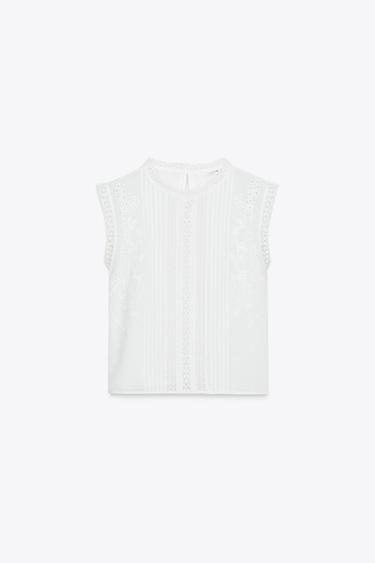 BLOUSE ENTRE-DEUX SANS MANCHES ZW COLLECTION - Blanc cassé de Zara - Image 5