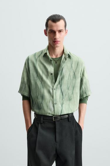 ABSTRACT PRINT SHIRT - Sea green by Zara