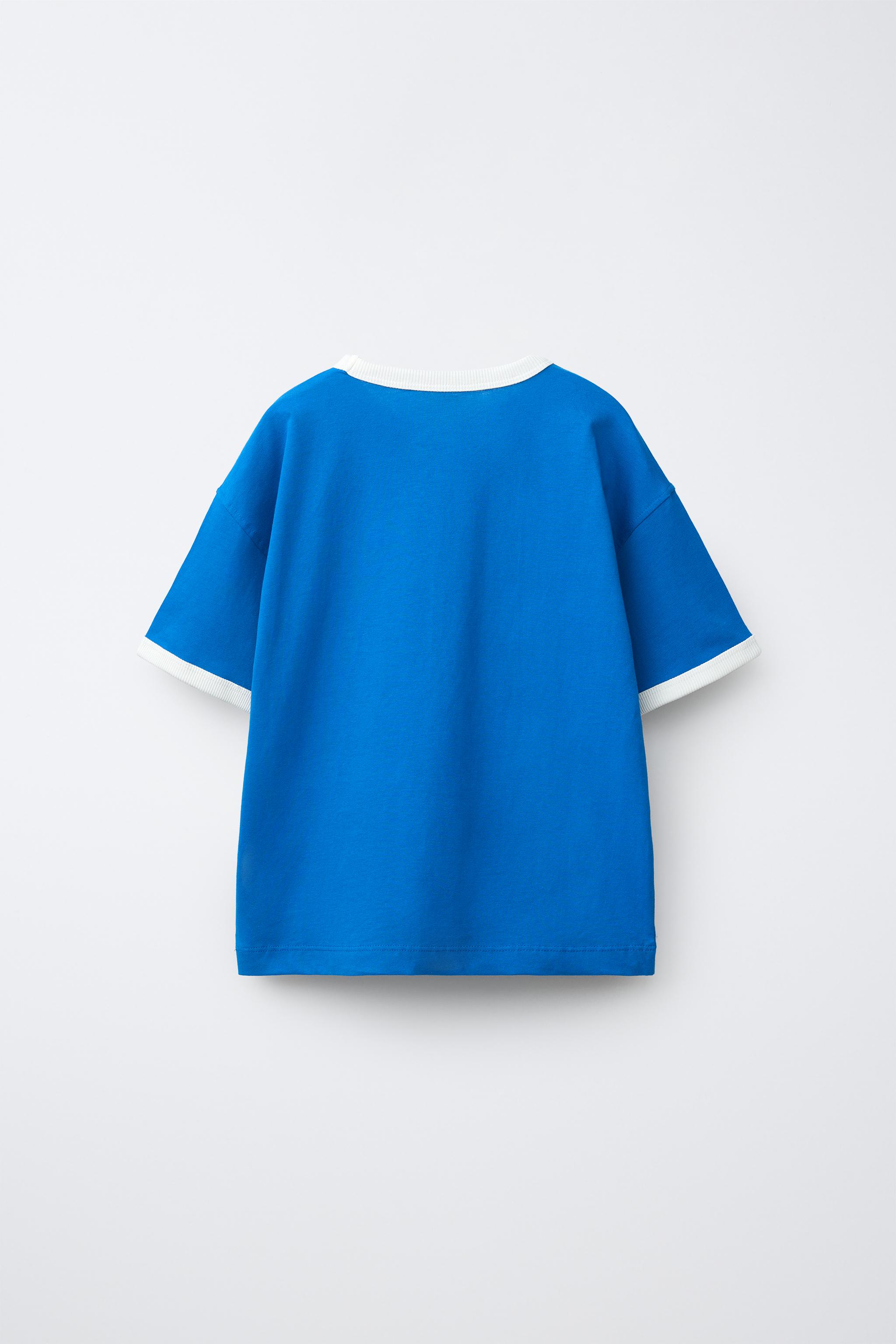 Детские футболки Zara CONTRAST TRIM JOGGING T-SHIRT — фото 2