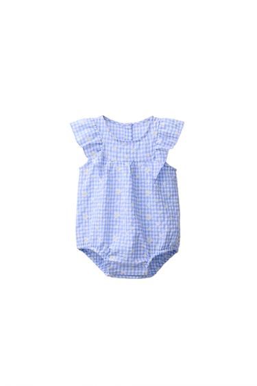 EMBROIDERED DAISY GINGHAM ROMPER - Blue by Zara