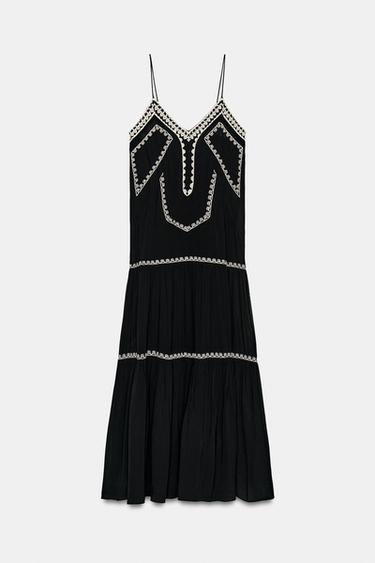 ROBE LONGUE BRODERIES ZW COLLECTION - Noir / Blanc de Zara - Image 5
