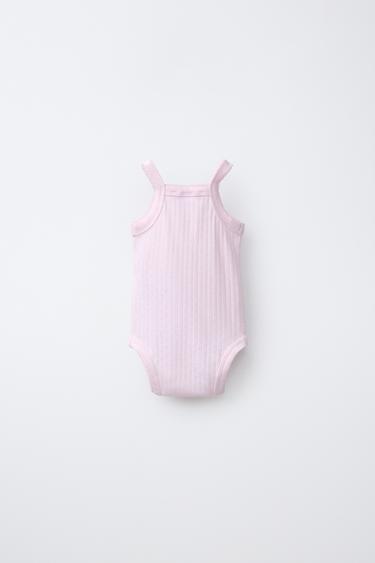 LOT DE TROIS BODYS À BRETELLES EN POINTELLE - Rose de Zara - Image 2