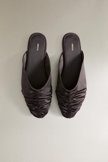 PLEATED SATEEN MULES - Brown by Zara - Image 2