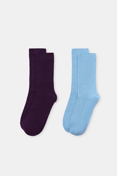 2-PACK OF PLAIN RIBBED SOCKS - Purple by Zara
