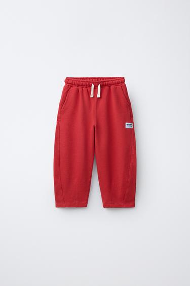 PANTALÓN BARREL ETIQUETA - Rojo de Zara
