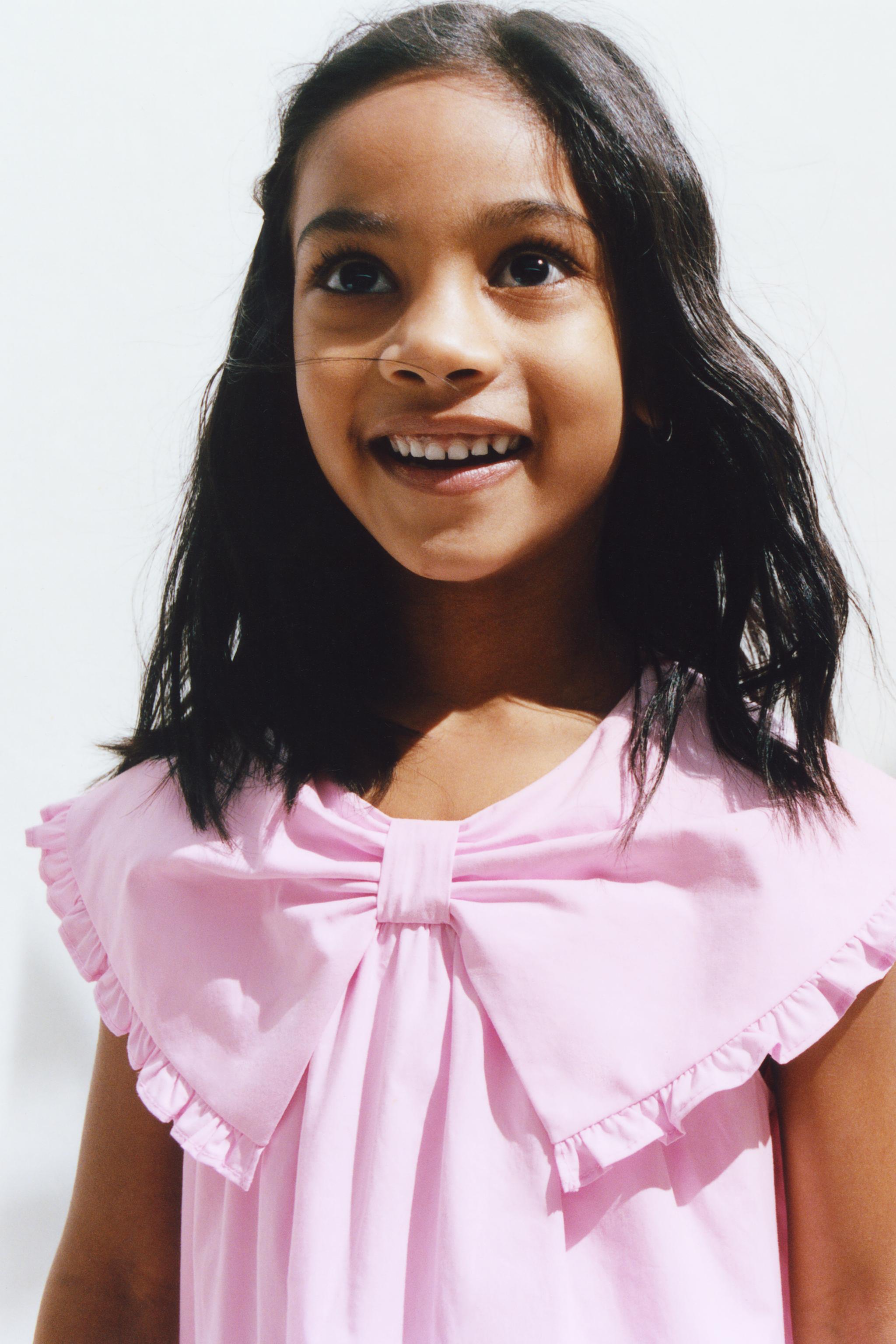 POPLIN DRESS WITH BOW - Pale pink | ZARA United States