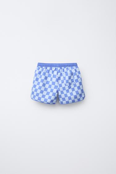 6-14 YEARS/ CHECKERBOARD SWIM SHORTS - Aquamarine by Zara - Image 1