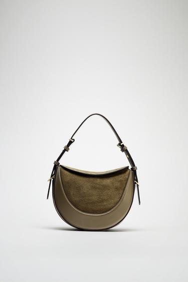 LEATHER FLAP CROSSBODY BAG - Green by Zara