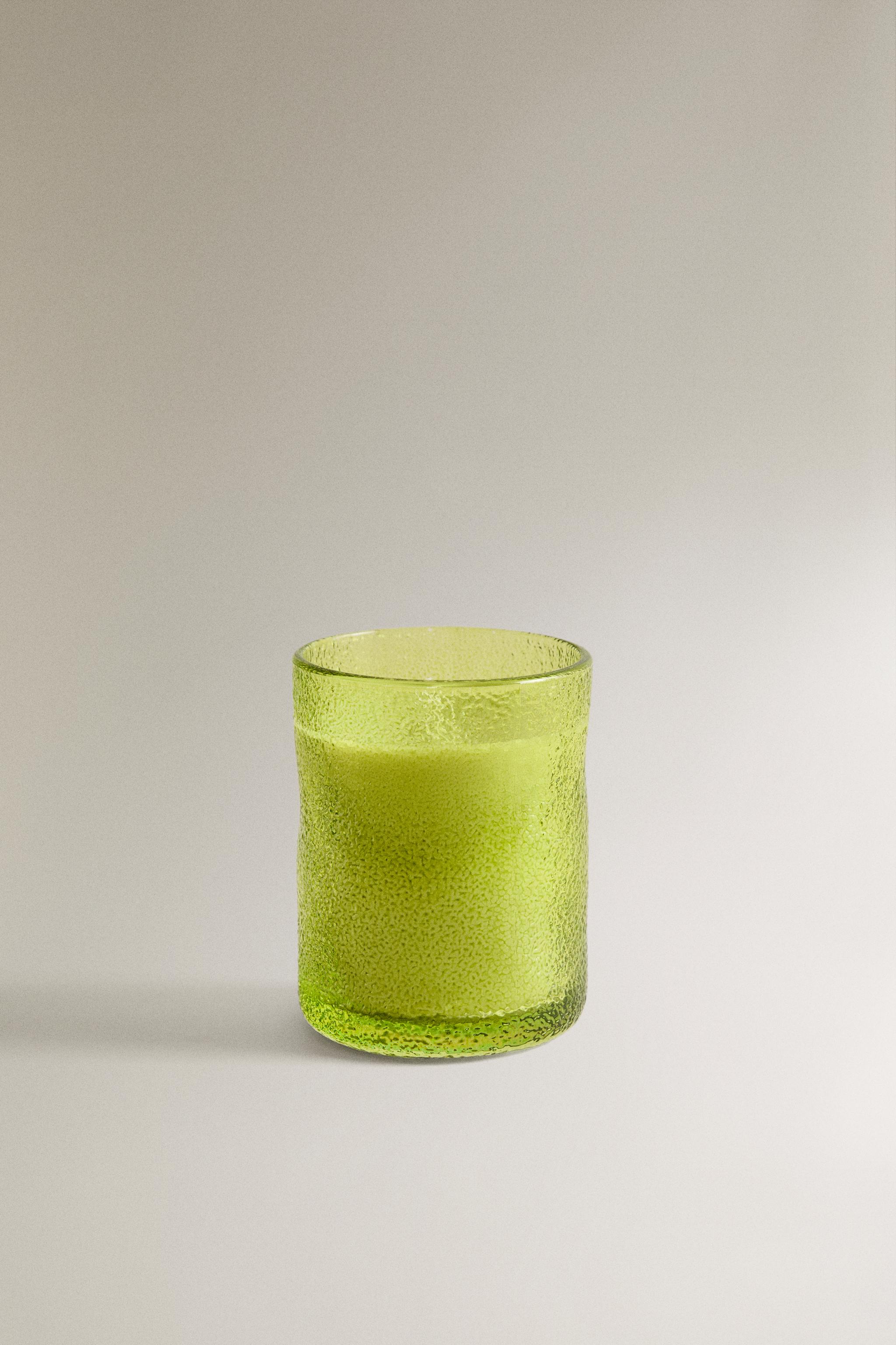 (155 G) BERGAMOT & SANDALWOOD SCENTED CANDLE — Ecru / Green
