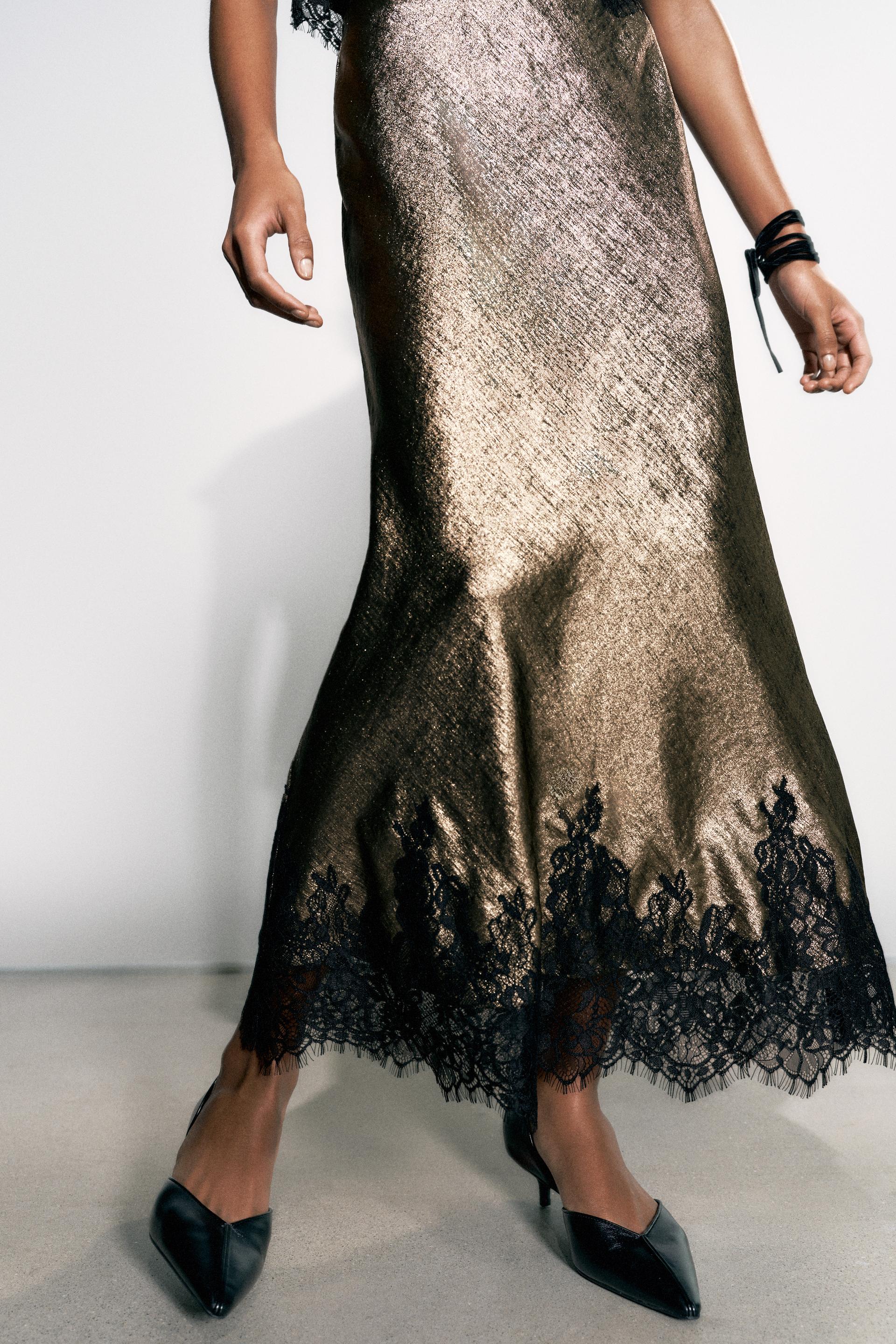 METALLIC EFFECT LACE SKIRT thumbnail 2
