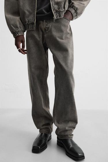 STRAIGHT-LEG JEANS - Anthracite grey by Zara