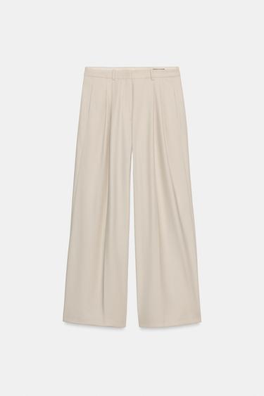PANTALÓN PINZAS ZW COLLECTION - Beige claro de Zara - Imagen 0
