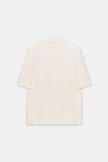 VESTE EN LIN À MANCHES COURTES ZW COLLECTION - Écru de Zara - Image 7