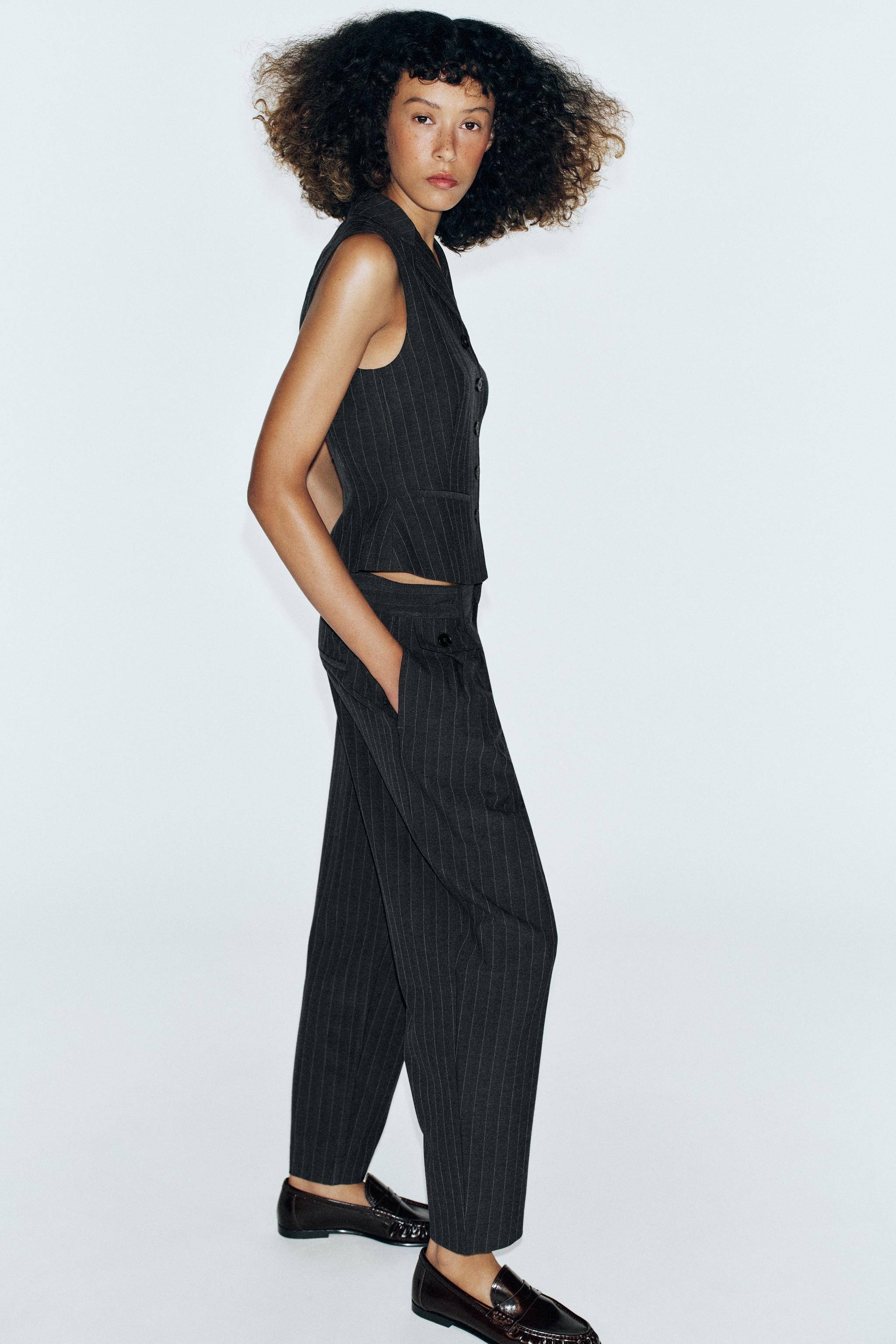 Zara İnce Çizgili Pantolon görsel 3