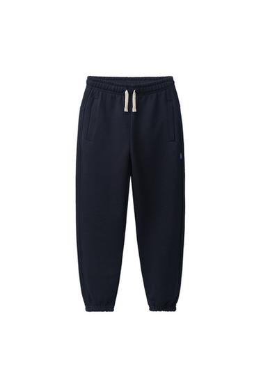 Zara JEDNOBOJNE PLIŠANE JOGGER PANTALONE SA ETIKETOM – mornarsko plava