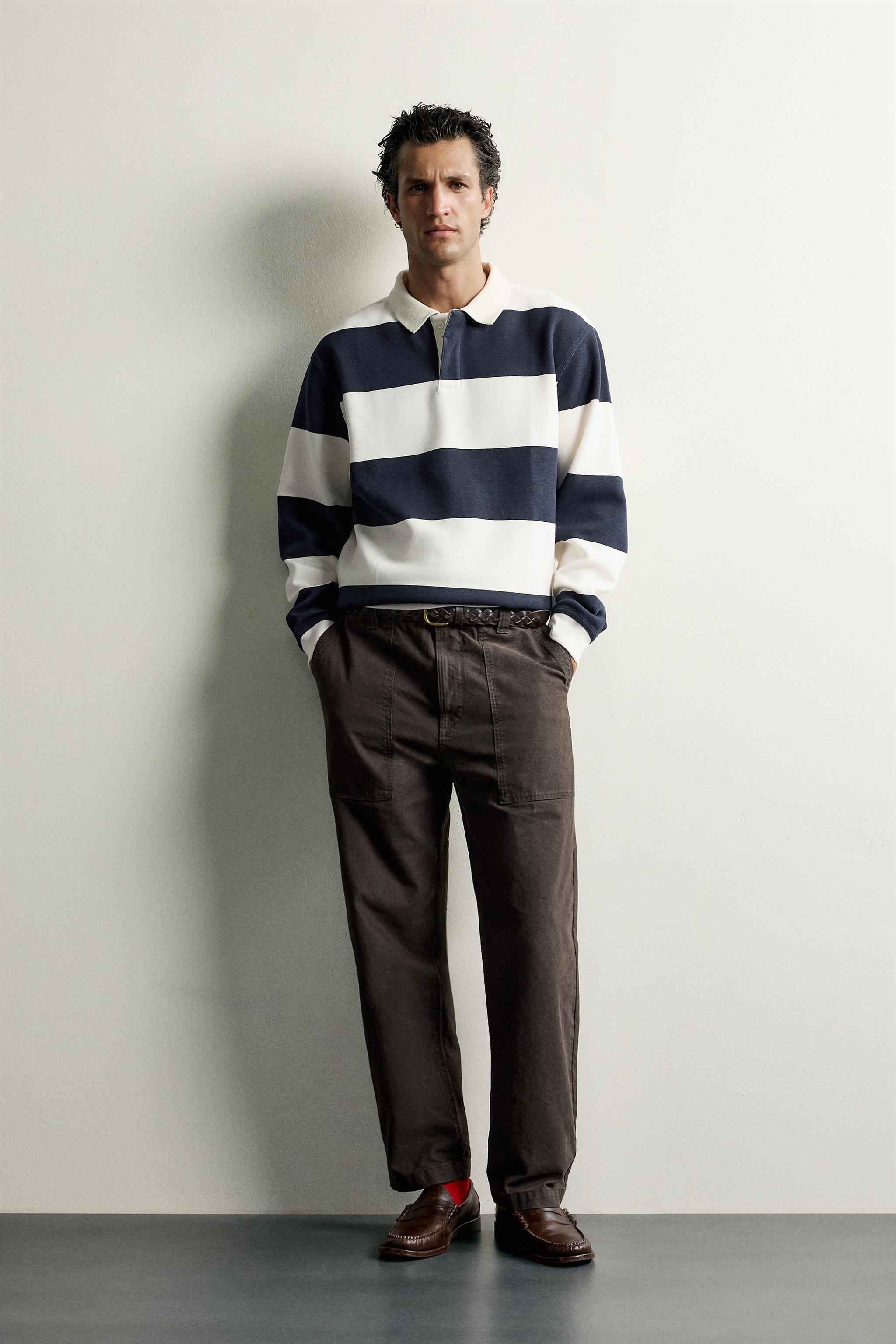 POLO EN PIQUÉ À RAYURES RELAXED FIT
