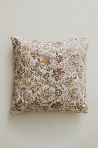 FLORAL PRINT CUSHION COVER - Green by Zara
