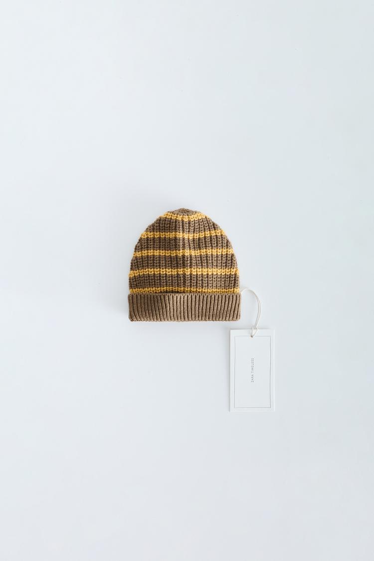 Zara timeless gorro beanie rayas algodon y lana