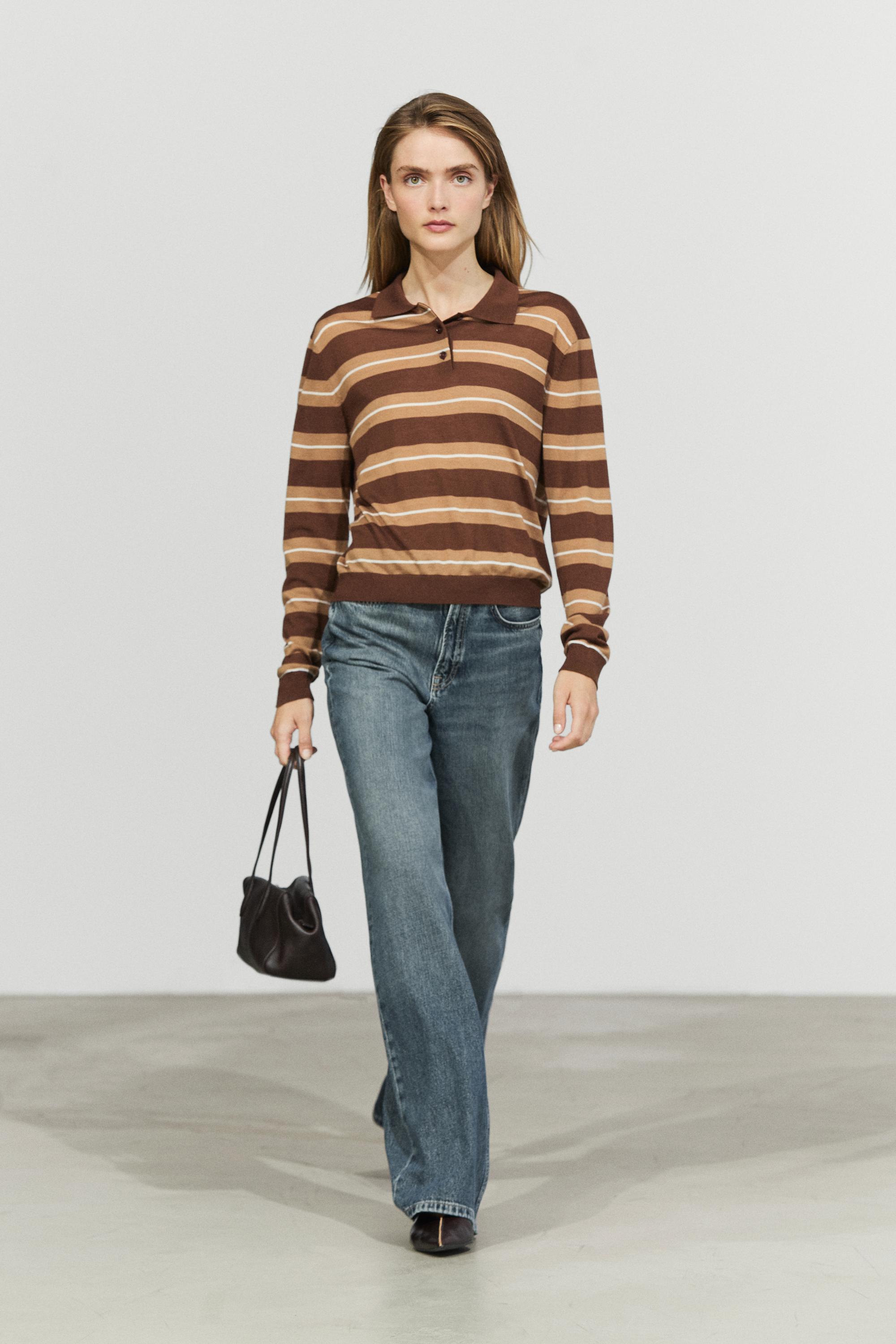 Striped polo sweater — Toffee