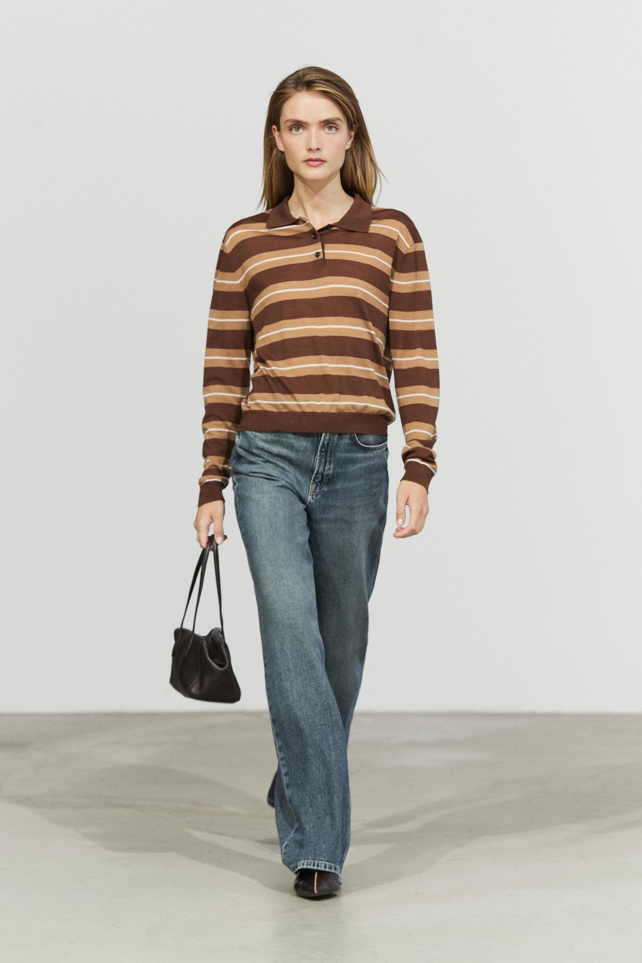 Striped polo sweater — Toffee