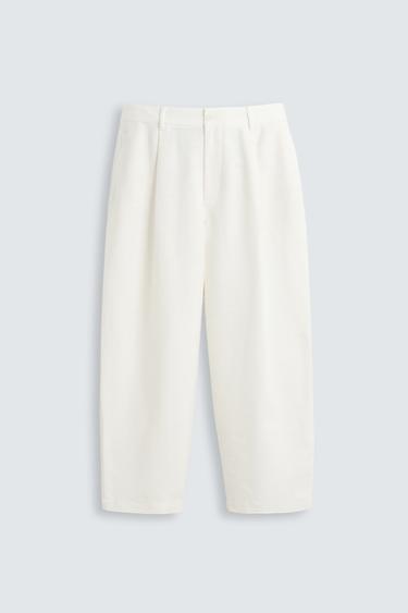 PANTALÓN RELAXED FIT PLIEGUES - Crudo de Zara