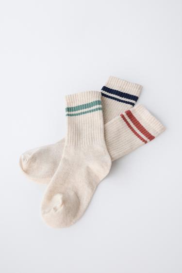 3-PACK OF STRIPED LONG SOCKS - Beige marl by Zara - Image 2