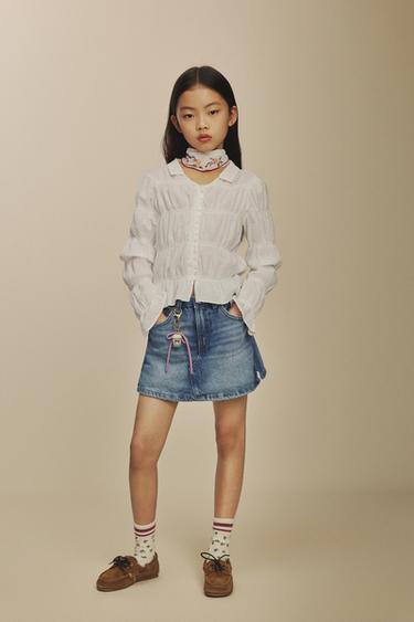 Zara 彈性邊飾襯衫 - 白色