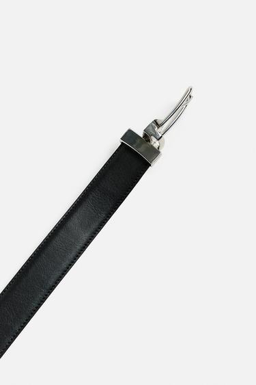 CONTRAST REVERSIBLE LEATHER BELT - Black by Zara - Image 3