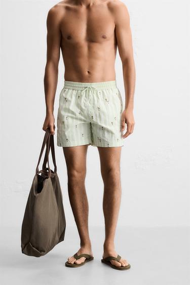 MAILLOT DE BAIN MOYEN BRODÉ - Vert pastel de Zara - Image 2