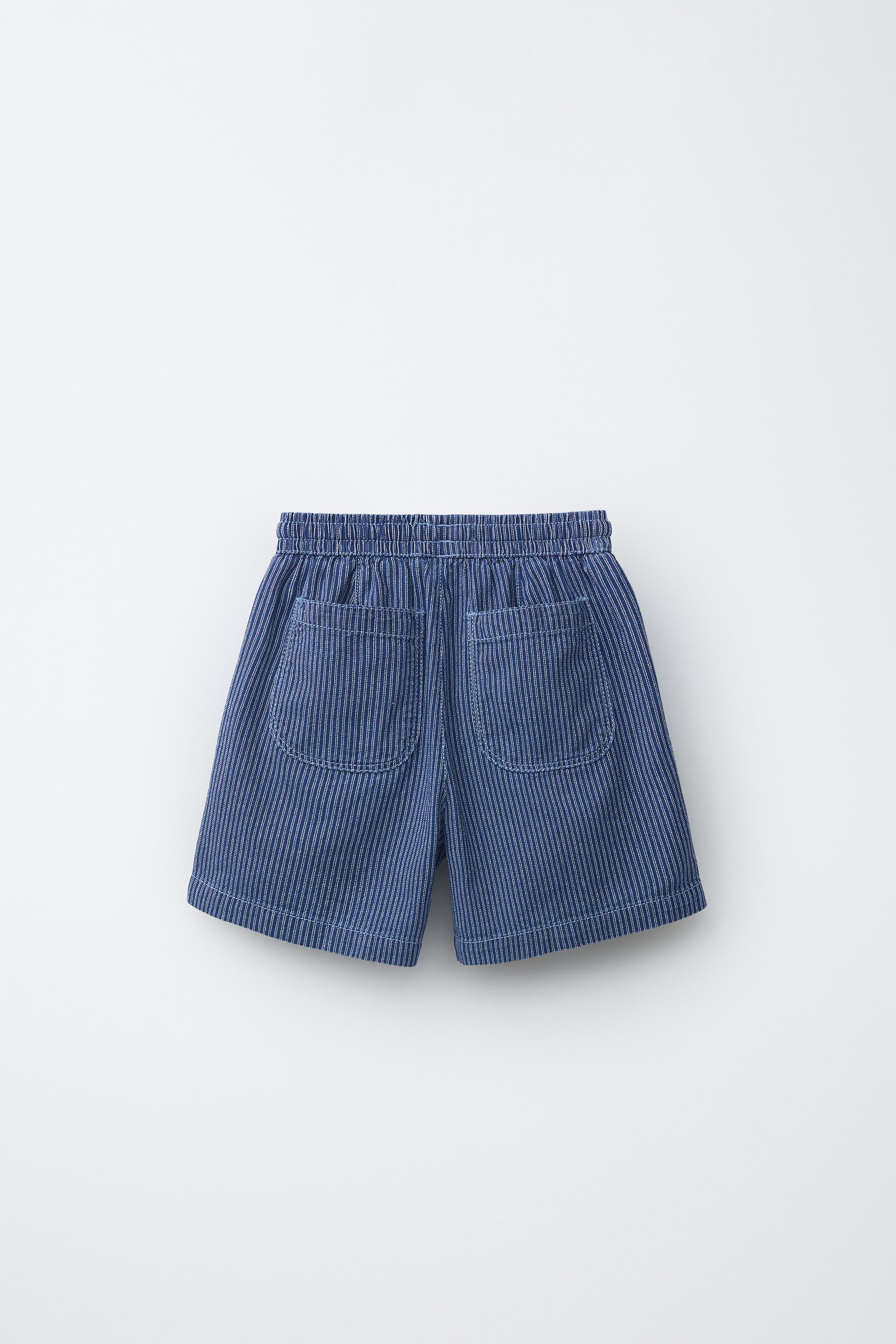 STRIPED FLOWY SOFT DENIM SHORTS
